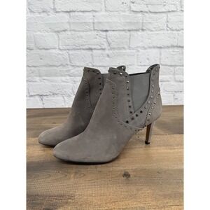 Vince Camuto Concheta Gray Suede Studded Ankle Booties Heels Women Size 9M US
